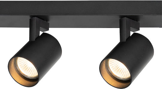 Eko Light Σποτ με 4 Φώτα και με Ντουί GU10 σε Μαύρο Χρώμα
