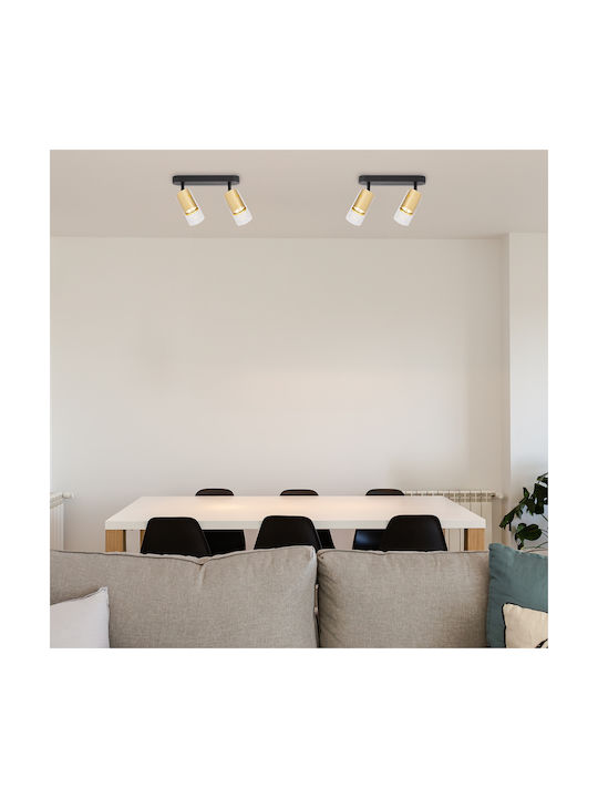 Eko Light Διπλό Σποτ με Ντουί GU10 σε Χρυσό Χρώμα