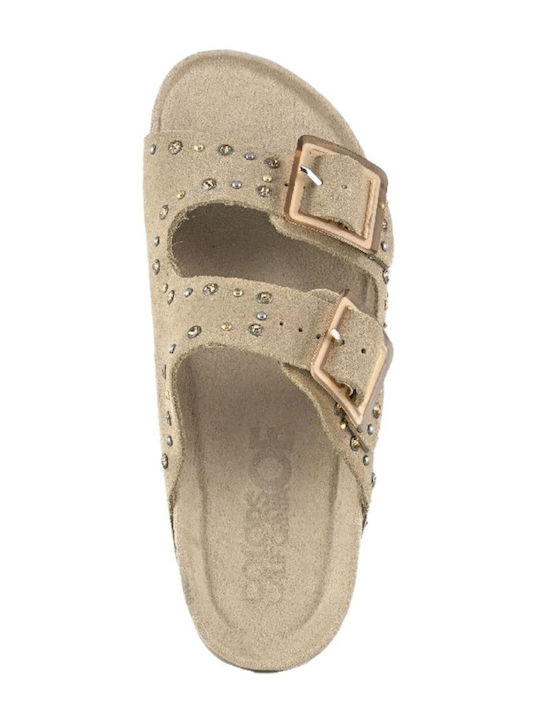 Women's Flat Sandals in Beige Color