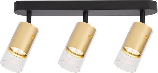 Eko Light Τριπλό Σποτ με Ντουί GU10 σε Χρυσό Χρώμα