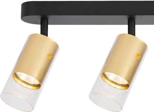 Eko Light Тройно Спот с Цокъл GU10 в Златист Цвят