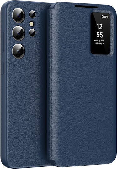 Калъф тип портфейл със Smart View за Samsung Galaxy S22 Ultra, син цвят