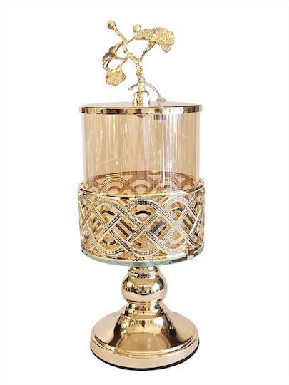 La Belle Maison Glass Sweet Jar with Lid Gold 11x11x28.5cm