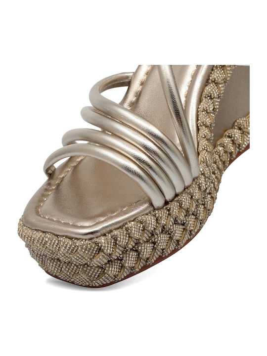 Women's Leather Platform Shoes Gold