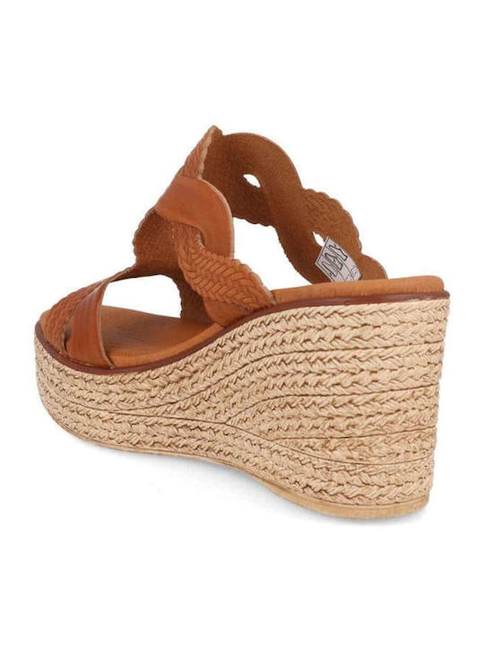Women's Leather Platform Shoes Tabac Brown