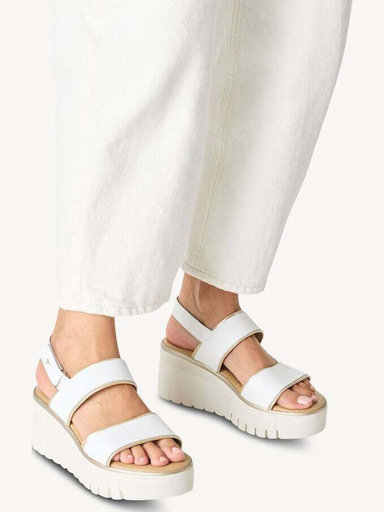 Women's Leather Platform Shoes White