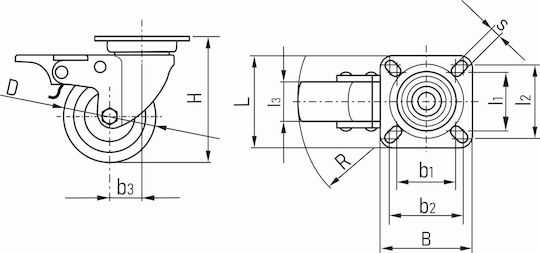 Geko G71520 Rotating Wheel Made of Rubber with Brake
