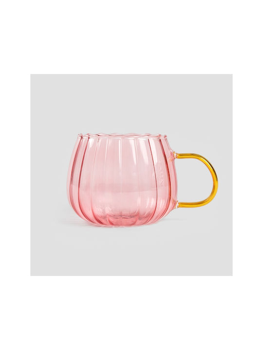 Homla Pahar Cafea / Cafea grecească Freddo din Sticlă în Culoarea Roz 400ml