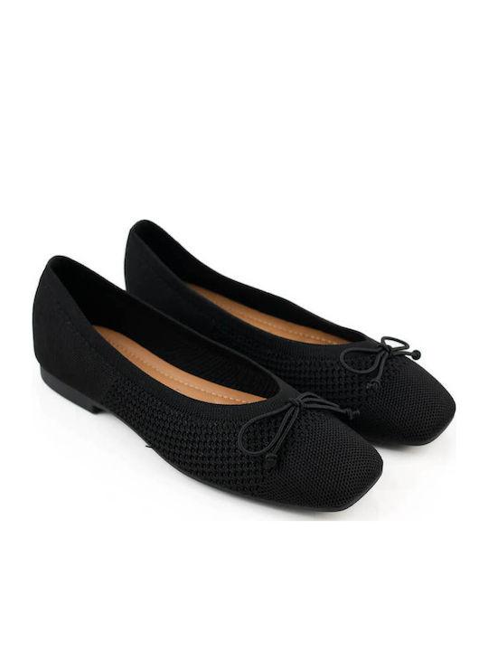 Black Knit Ballerinas Elegant Tie