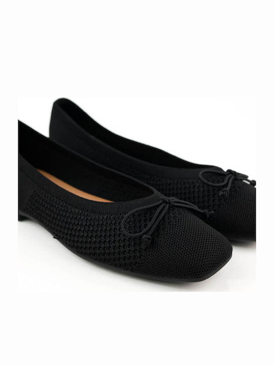 Black Knit Ballerinas Elegant Tie