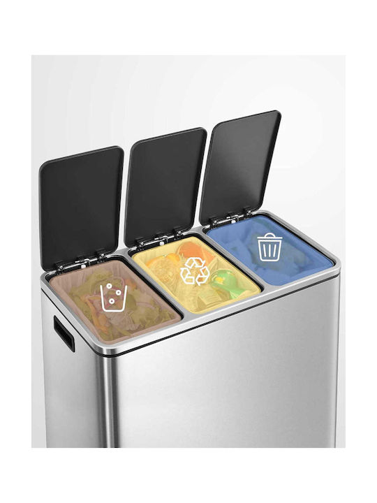 Metallic Waste Bin with Pedal Silver 18lt