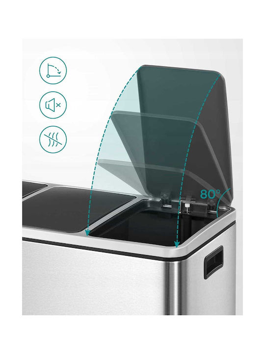 Metallic Waste Bin with Pedal Silver 18lt