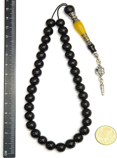 Roloi Komboloi Amber Worry Beads with 33 Beads Black 28cm