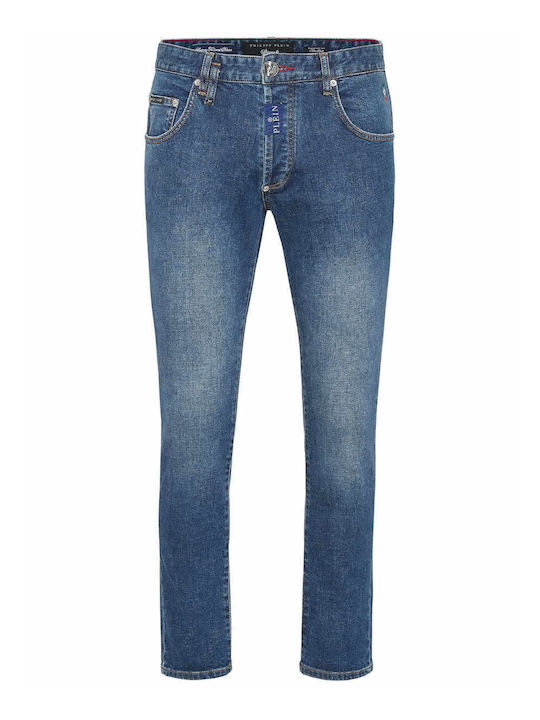 Hexagon Ανδρικό Παντελόνι Τζιν Ελαστικό με Skinny Straight Εφαρμογή Blue Shark