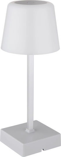 Globo Lighting Πλαστικό Πορτατίφ LED με Λευκό Καπέλο και Ασημί Βάση