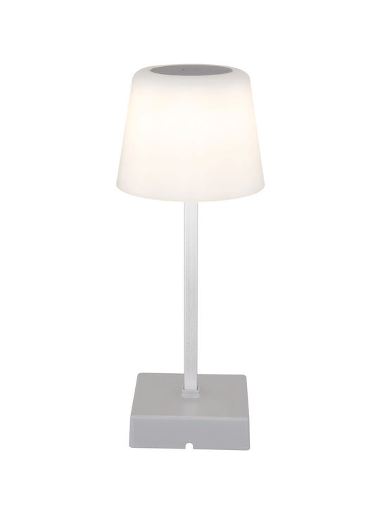 Globo Lighting Table Lamp LED with White Shade and Silver Base
