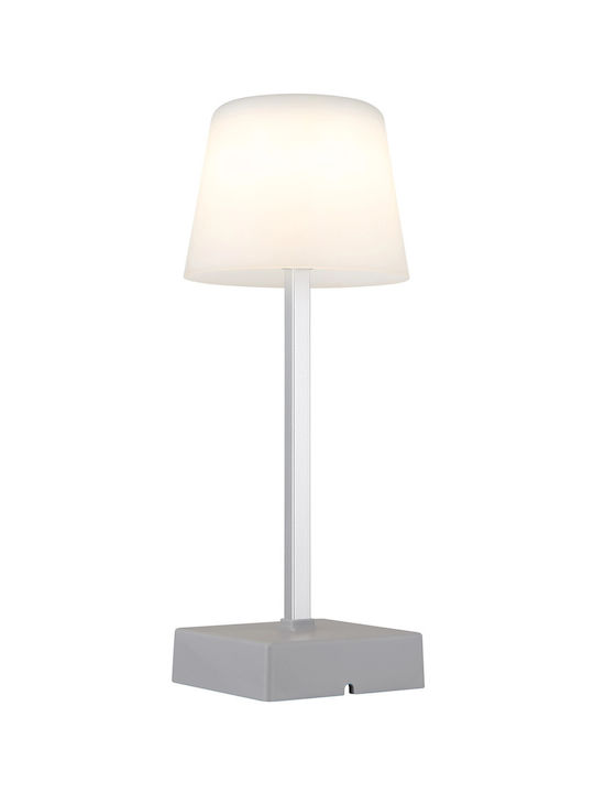 Globo Lighting Table Lamp LED with White Shade and Silver Base