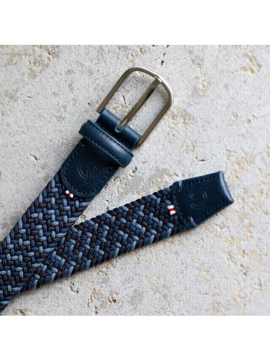 Elastic Men's Belt Knitted Blue