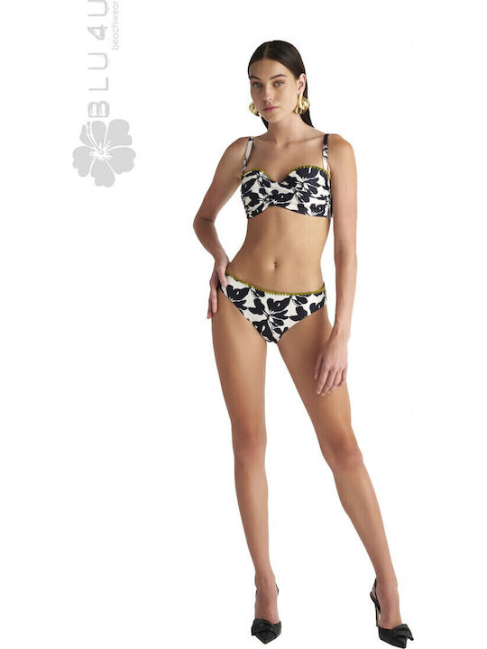 Tribal Jungle Strapless Bikini Top D Cup Floral Μαύρο