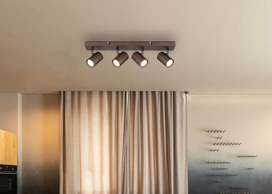 Globo Lighting Σποτ με 4 Φώτα και με Ντουί GU10 σε Καφέ Χρώμα