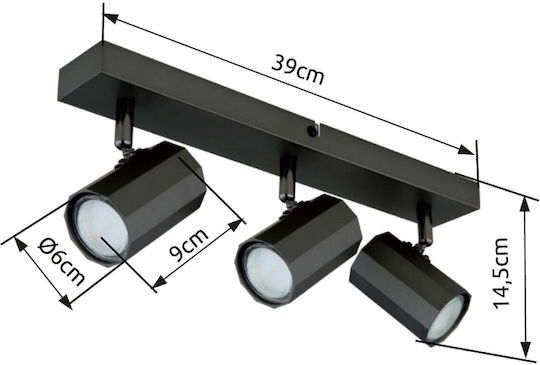 Globo Lighting Dreifach Decken- und Wandleuchte mit GU10 Lampenbirnensockel in Grau Farbe