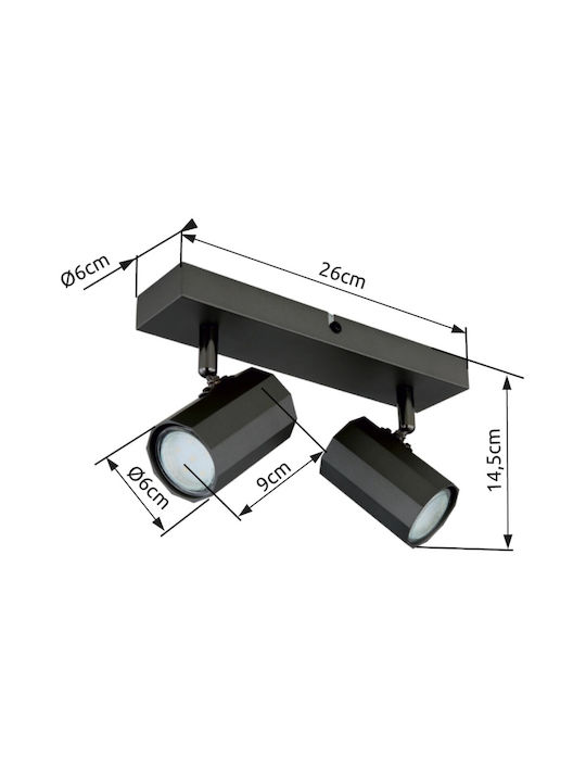 Globo Lighting Doppel Spot in Gray Farbe