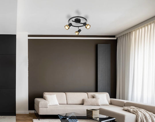 Globo Lighting Τριπλό Σποτ με Ντουί GU10 σε Μαύρο Χρώμα