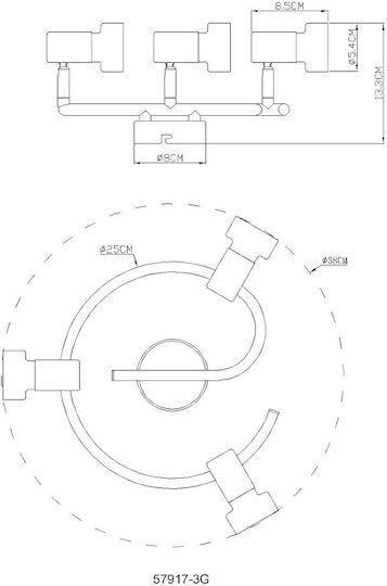 Globo Lighting Τριπλό Σποτ με Ντουί GU10 σε Μαύρο Χρώμα