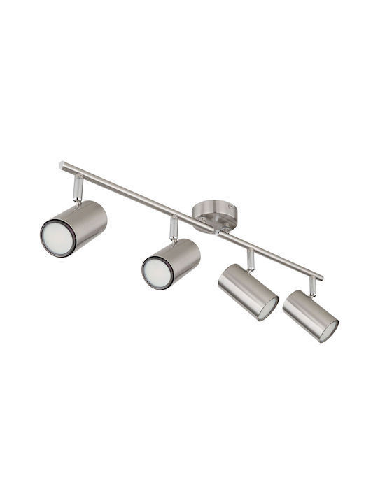 Globo Lighting Σποτ με 4 Φώτα σε Ασημί Χρώμα