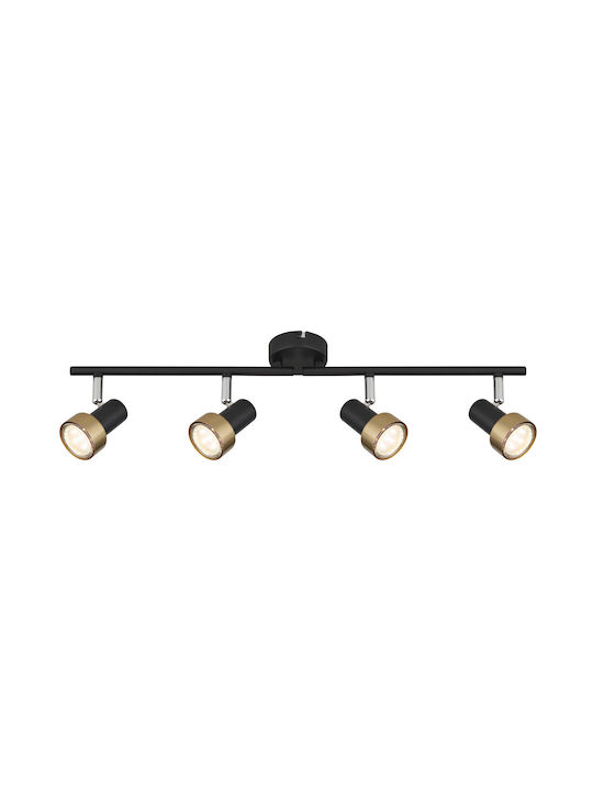 Globo Lighting Σποτ με 4 Φώτα σε Μαύρο Χρώμα