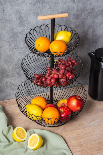 Brunbeste Fruitieră Metalic 3 niveluri Negru