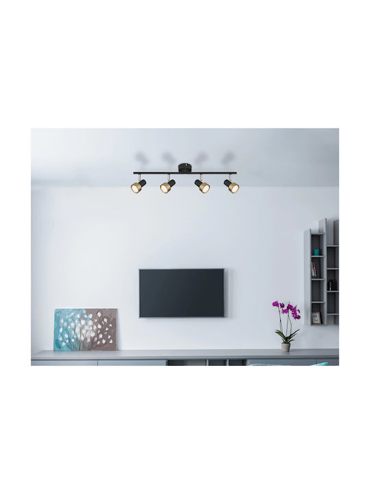 Globo Lighting Σποτ με 4 Φώτα σε Μαύρο Χρώμα