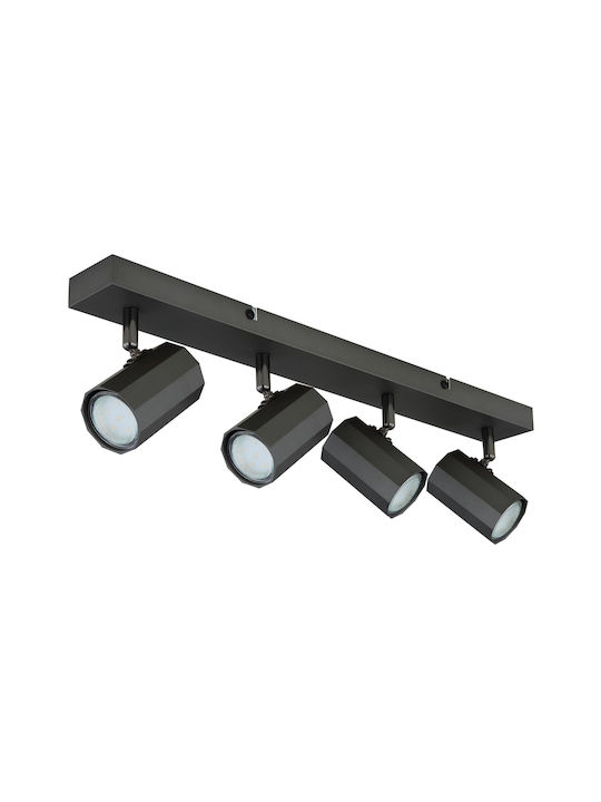 Globo Lighting Σποτ με 4 Φώτα σε Γκρι Χρώμα