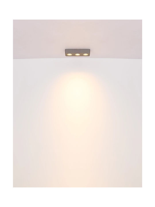 Globo Lighting Τριπλό LED Θερμό Λευκό Σποτ σε Γκρι Χρώμα