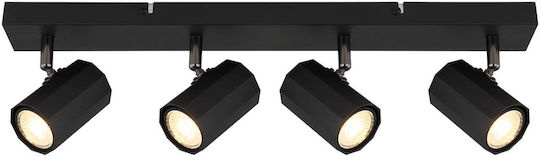 Globo Lighting Spot Cu 4 Lumini Și Cu Bază De Bec GU10 În Culoare Neagră