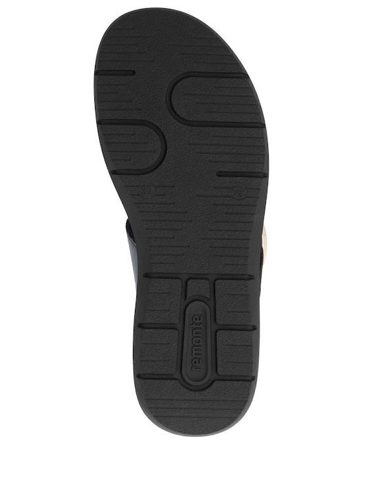 Δερμάτινα Γυναικεία Ανατομικά Σανδάλια Flatforms Μαύρα