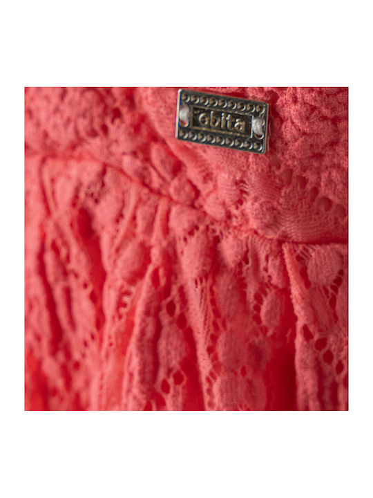 Evita Girls Dress Lace Coral