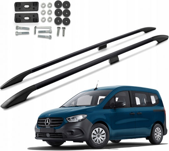 Omtec Parallel Aluminum Roof Bars Black Color Elegance L1 Mercedes Citan 2021+ Maximum Load Weight 75kg Omtec 2 Pcs 6161930b/om