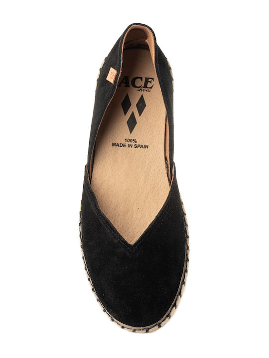 Women's Leather Espadrilles Black