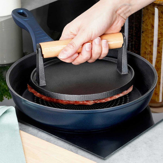 Vilde Cast Line Burger Press Cast Iron Πρέσα για Μπιφτέκια από Μαντέμι 17.5cm