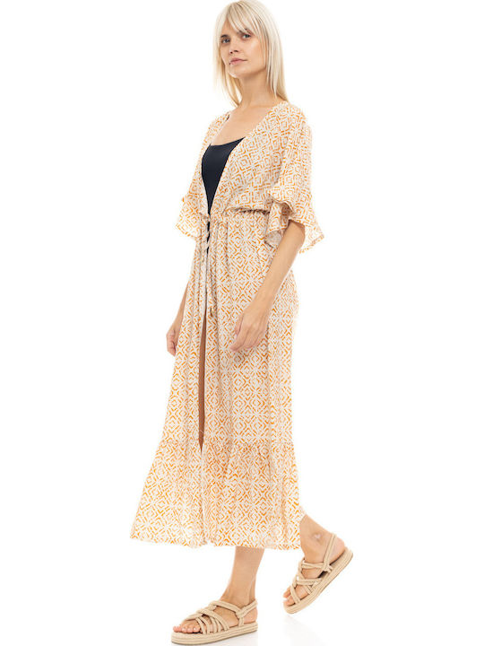 Women's Beachwear Pink Label Kimono Printed Sunset Regular Fit Viscose