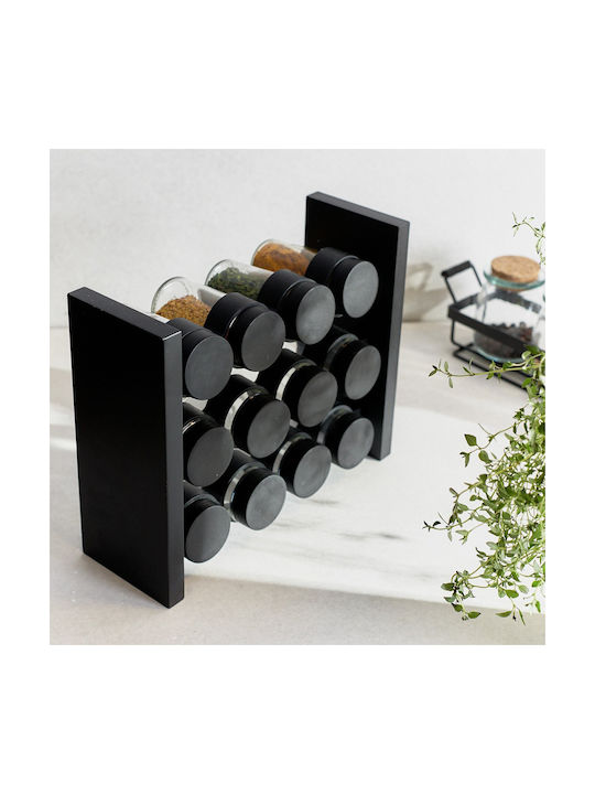 Spice Rack Otto Black 12 Jars 26x10x21 Cm 809700
