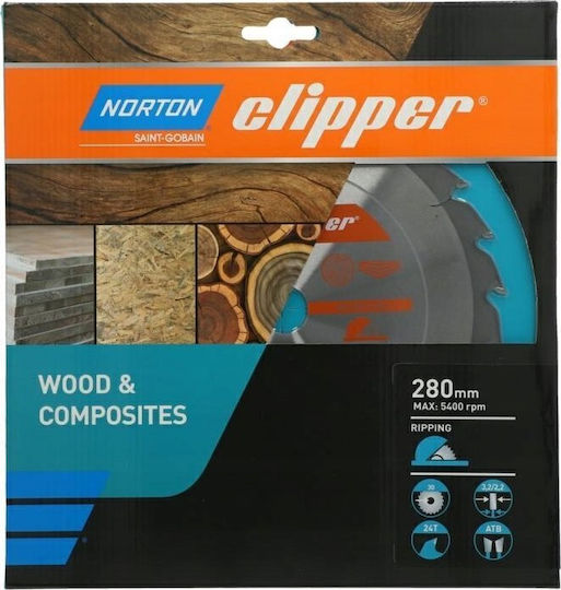 Norton Norton Cutting Disc Wood Hole Diameter 280mm with 24 Teeth 1pcs