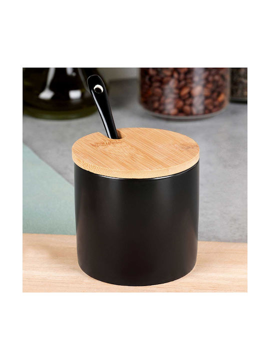Black Ceramic Sugar Bowl Spoon 139681