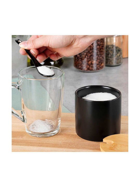 Black Ceramic Sugar Bowl Spoon 139681