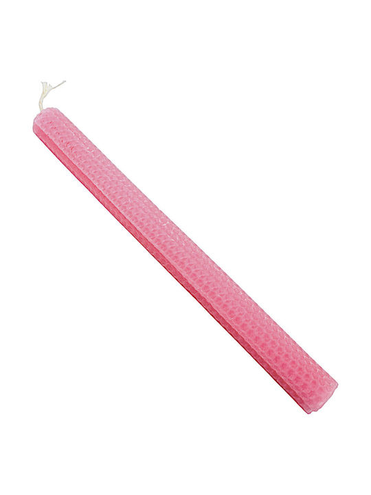 Lumanare De Paste Rotundă 30cm Roz Din Ceară De Albine
