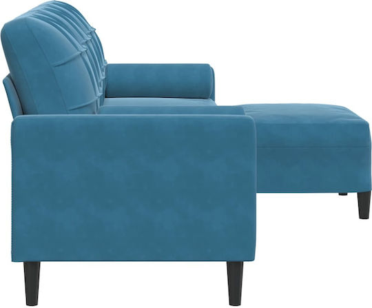 Триместен Кадифен Син Диван 226x77x80см