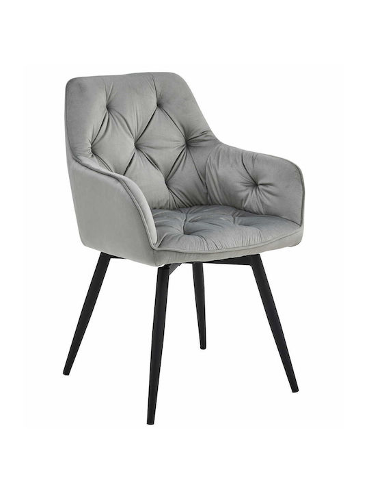 Kitchen Velvet Chair Silver-gray 66x58x51cm 2pcs