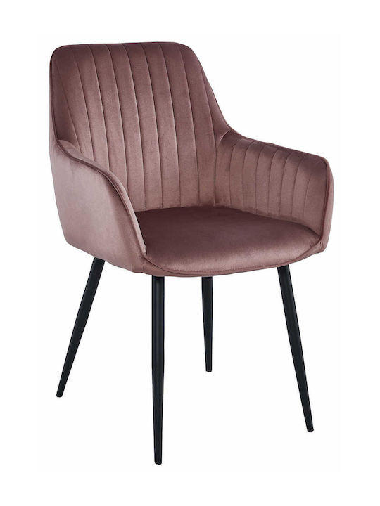 Solden Stühle Speisesaal Pink Velvet / Black 2Stück 85x55x58cm
