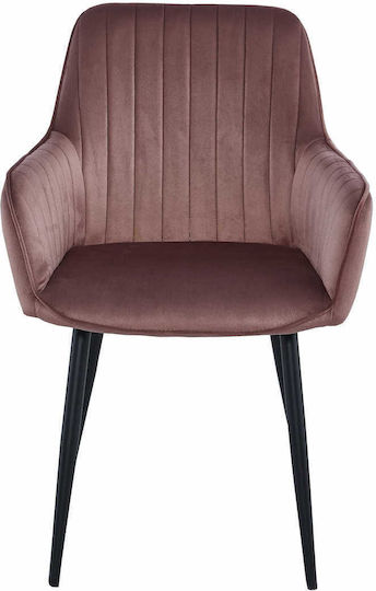 Solden Stühle Speisesaal Pink Velvet / Black 2Stück 85x55x58cm
